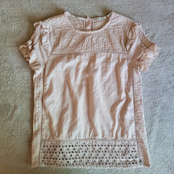 Maison Scotch short ruffle sleeve blouse size 1/small - Picture 6 of 12